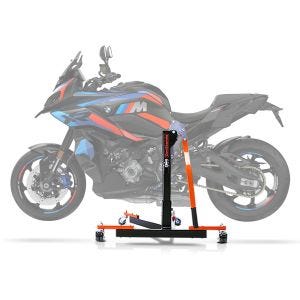 Sentralstativ egnet for BMW M 1000 XR 24-25 oransje motorsykkeljekk Power-Evo ConStands2