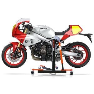 Manøvreringshjelp egnet for Yamaha XSR 900 GP 2024 oransje - for garasje, sidestativ og hovedstativ, 300 kg