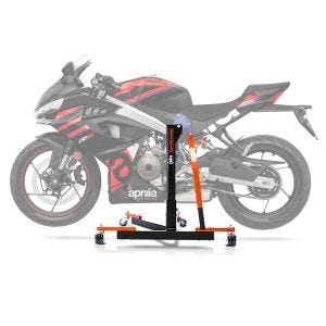 Sentralstativ egnet for Aprilia RS 457 2024 ConStands oransje motorsykkeljekk Power-Evo