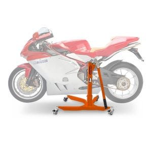 Sentralstativ egnet for MV Agusta F4 1078 R / RR 312 07-09 oransje motorsykkeljekk ConStands Power-Classic