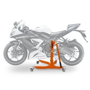 Sentralstativ egnet for Kawasaki ZX-6R 636 13-16 oransje motorsykkeljekk ConStands Power-Classic