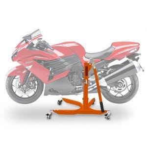 Sentralstativ egnet for Kawasaki ZZR 1400 06-20 oransje motorsykkeljekk ConStands Power-Classic