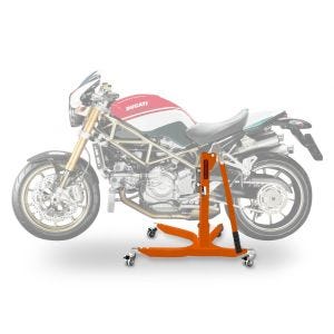 Sentralstativ egnet for Ducati Monster S2R 1000 06-08 oransje motorsykkeljekk ConStands Power-Classic