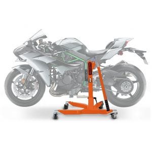 Sentralstativ egnet for Kawasaki Ninja H2 / Carbon / H2R 15-20 oransje motorsykkeljekk ConStands Power-Classic