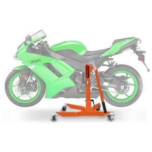 Sentralstativ egnet for Kawasaki ZX-6R 07-08 oransje motorsykkeljekk ConStands Power-Classic