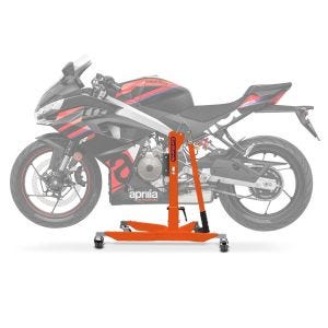 Sentralstativ egnet for Aprilia RS 457 2024 ConStands oransje motorsykkeljekk Power-Classic