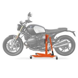 Sentralstativ egnet for BMW R12 NineT 2024 ConStands oransje motorsykkeljekk Power-Classic