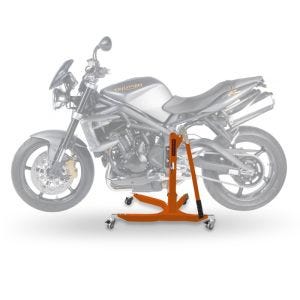 Sentralstativ egnet for Triumph Street Triple / R 07-22 oransje motorsykkeljekk ConStands Power-Classic
