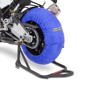 Motorsykkel dekkvarmer sett Laguna Seca ConStands 60-80°C egnet for forhjul og bakhjul 17 tommer i blått