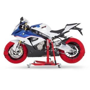 Motorsykkel dekkvarmer sett Laguna Seca ConStands 60-80°C egnet for forhjul og bakhjul 17 tommer i rød DPLB