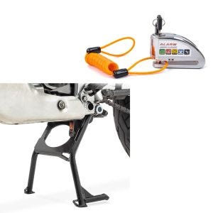 Set Hauptständer ConStands und Bremsscheibenschloss Alarm mit Erinnerungskabel Tourtecs für Honda Africa Twin XRV 750 93-03_1