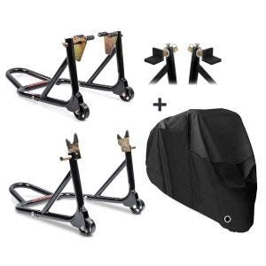 Set MA1 Montageständer Set und Abdeckplane Stretch XL schwarz für Kawasaki Ninja 650 / Versys 650 ConStands_1