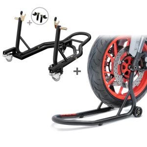 Motorrad Montageständer Set Constands FM2 Motorradständer vorne und hinten Rangierhilfe schwarz matt_1
