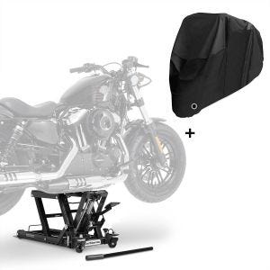 Motorrad Hebebühne ConStands Mid-Lift L + Abdeckplane XL Motorradheber für Harley und Chopper schwarz_0