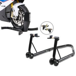 Motorrad Montageständer Set mit Wippe Motorradständer vorne hinten Constands CEB schwarz_1