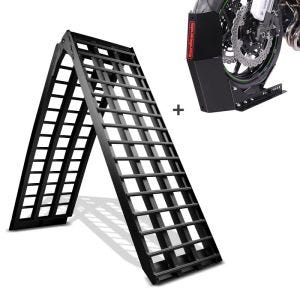 Motorrad Auffahrrampe Alu BF5 + Motorradwippe Easy Fix klappbar max. 680kg_1