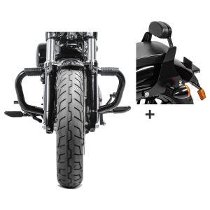 Set Sturzbügel Craftride mit Gummipads und Sissybar Short mit Pad für Harley Sportster 1200 Nightster 08-12 schwarz_1