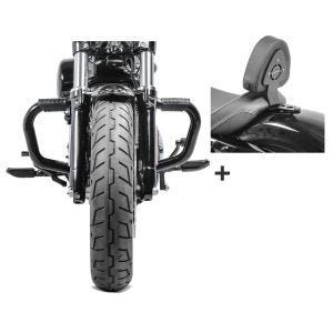 Set Sturzbügel Craftride mit Gummipads und Sissybar DV1 mit Pad für Harley Sportster 1200 Nightster 08-12 schwarz_1