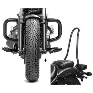 Set Sissybar Solo Rider Craftride Tampa schwarz und Sturzbügel Craftride schwarz für Honda Rebel 500 17-19_1