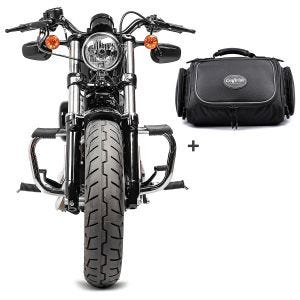 Set STM2 Sturzbügel Mustache mit Hecktasche TM2 14 Liter für Harley Sportster 883 Iron 09-20 Craftride_1