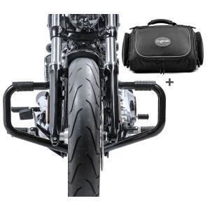 Set STM13 Sturzbügel mit Gummiauflagen und Hecktasche TM2 für Harley Dyna Super Glide Custom 06-15 Craftride_1