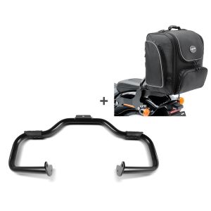 Set STM19 Sturzbügel Mustache und Sissybar Hecktasche TM4 für Harley Fat Boy Special 10-17 Carftride_1