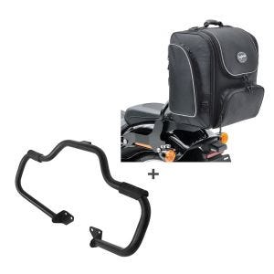 Set STM23 Sturzbügel Mustache und Sissybar Hecktasche TM4 für Harley Dyna Super Glide Custom 06-15 Carftride_1