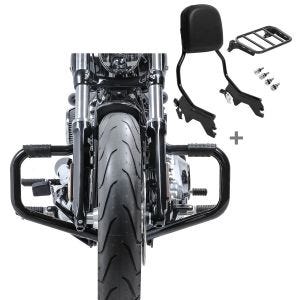 Set STM31 Sturzbügel Mustache II und Sissybar mit Gepäckträger für Harley Softail Standard 2020 Craftride_1