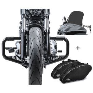 Set STS9 Sturzbügel Mustache Craftride, Innentaschen Set und Windschild L für Harley Davidson Sport Glide 18-20_1