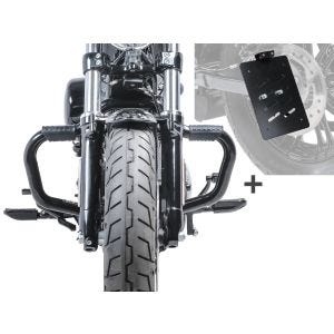 Set SK-1 Sturzbügel Craftride und Kennzeichenhalter seitlich für Harley Sportster 883 R Roadster 04-15 schwarz_1