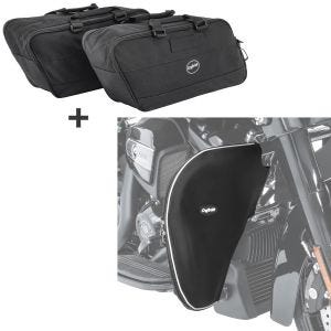 Set SH7 Sturzbügel Spritzschutz + Innentaschen für Harley Davidson Touring 1980-2020 Craftride_1