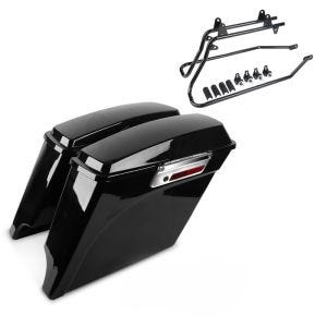 Koffer Set für Harley Dyna Super Glide Custom 08-15 Craftride Seitenkoffer Stretched mit Kofferträger_0