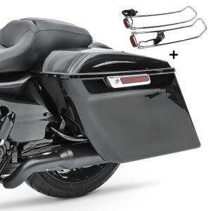 Seitenkoffer Streched Set für Harley Road King 14-20 mit Top-Reling chrom Craftride S-P7_1