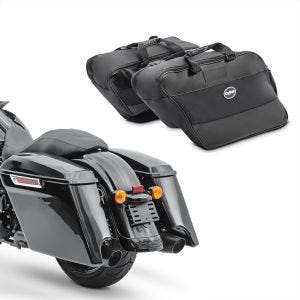 Sideveske strukket egnet for Harley Davidson Street Glide 14-22 med innerlommer strukket svart