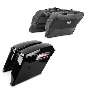 Sideveske strukket egnet for Harley Davidson Electra Glide Classic 94-12 med innerlommer strukket svart