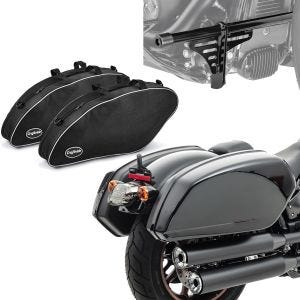 Sett: Sidevesker egnet for Harley Davidson Low Rider / S / ST 18-24 med holder Craftride HB13 + crashbars + innervesker