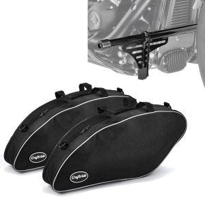 Sett: Crash bar egnet for Harley Davidson Low Rider / S / ST 18-24 med holder Craftride HB13 + etui innervesker