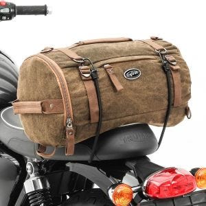 Motorsykkel hale bag vintage 25L canvas ryggsekk bagasjerull brun Craftride