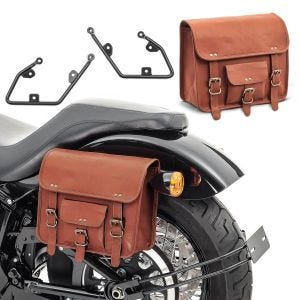 Set 2x Satteltaschen mit Halter für Honda Rebel 1100 2021 Craftride SV1-braun links-rechts_1