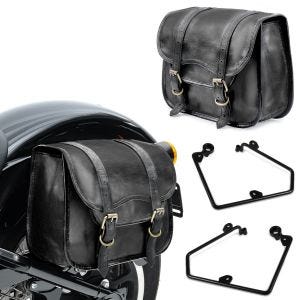 Set 2x Satteltaschen mit Halter für Harley Sportster 95-15 Craftride SV1-schwarz links-rechts_1