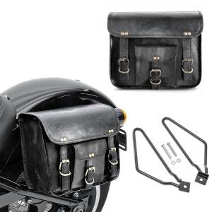 Satteltasche Vintage SV2 schwarz + Satteltaschenhalter Universal Craftride_1