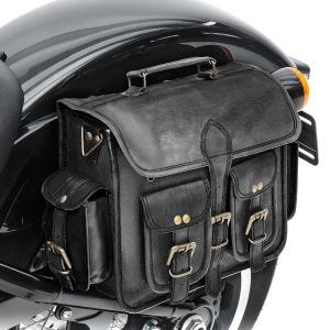 Leder Satteltasche für Harley Davidson Softail Slim / Standard Seitentasche Craftride SV3 schwarz_1