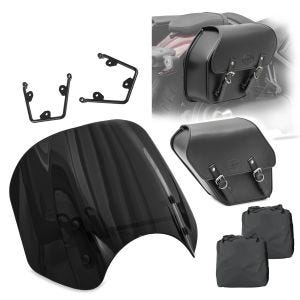 Set Windschild + Satteltaschen mit Halter für Honda Rebel 500 17-21 Craftride WS4_1