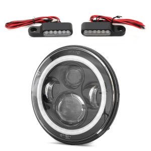 Set LED Scheinwerfer 7" + LED Lenkerblinker M2 für Harley Davidson Night-Rod Special_1