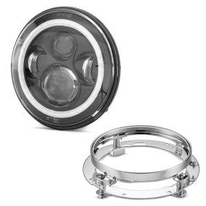 LED hovedlykt med monteringsring 7" Craftride svart-krom