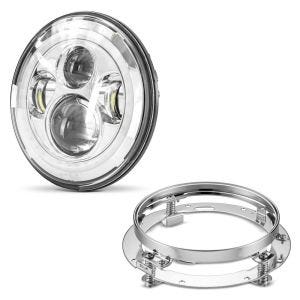 LED hovedlys 7" med brakett egnet for Harley Davidson Road King Classic 98-13 Craftride krom-krom