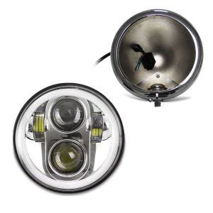 LED hovedlyssett 5,75 tommer egnet for Harley Davidson Dyna Super Glide 00-04 frontlykt krom Craftride M18