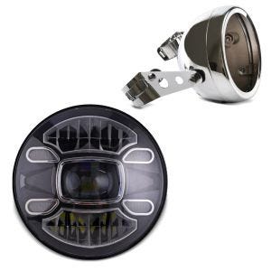 LED hovedlyssett 7 tommer egnet for Harley Davidson Fat Boy / 114 / Freewheeler frontlykt krom Craftride F7