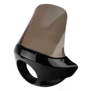 Lampe maske egnet for chopper / tilpasset sykkel frontlys fairing Craftride VD8 svart røykgrå CB15859