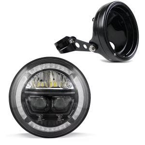LED frontlys sett 7 tommer egnet for motorsykkel universal frontlykt svart Craftride F10